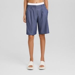 Bershka tailored striped shorts with boxers